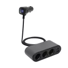 SAL SAU80W autós feszültségelosztó és USB töltő, 3.4A USB töltő, max.80Watt, fém burkolat, Voltmérő, autó-akkumulátor állapotának ellenőrzése, 12/24V járművekhez