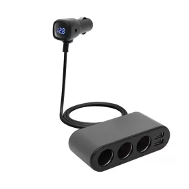   SAL SAU80W autós feszültségelosztó és USB töltő, 3.4A USB töltő, max.80Watt, fém burkolat, Voltmérő, autó-akkumulátor állapotának ellenőrzése, 12/24V járművekhez