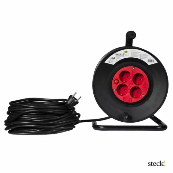 Steck SD 20C Védőérintkezős hálózati hosszabbító és kábeldob, 20 m 3x 1,5mm Steck SD 20C Védőérintkezős hálózati hosszabbító és kábeldob, 20 m 3x 1,5mm