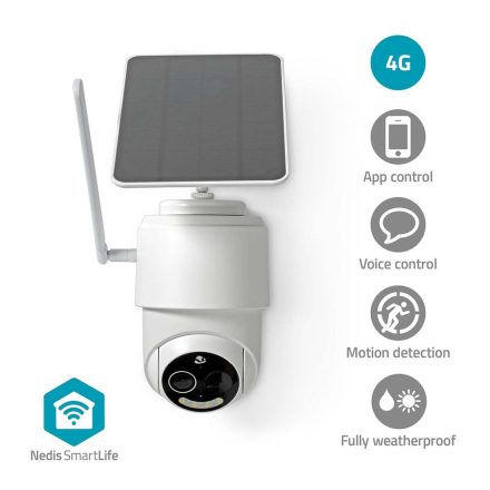 Nedis smartlife 4G kűltéri kamera, full HD 1080p, dönthető, forgatható, IP65, napelem, mozgásérzékelő, éjjel látás SIMCBO50WT