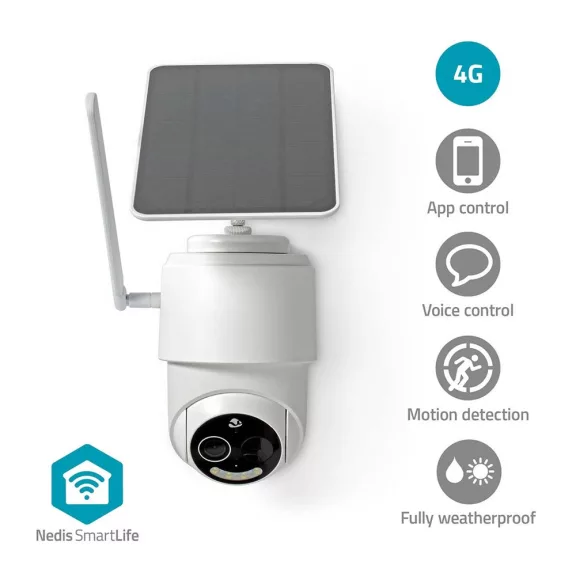 Nedis smartlife 4G kűltéri kamera, full HD 1080p, dönthető, forgatható, IP65, napelem, mozgásérzékelő, éjjel látás SIMCBO50WT Nedis smartlife 4G kűltéri kamera, full HD 1080p, dönthető, forgatható, IP65, napelem, mozgásérzékelő, éjjel látás SIMCBO50WT