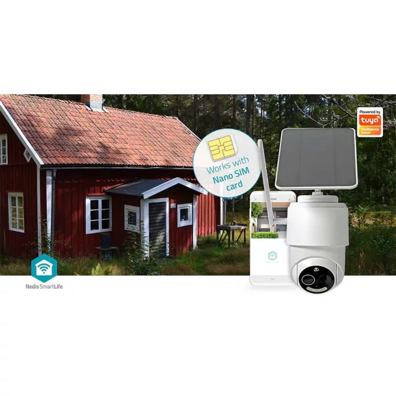 Nedis smartlife 4G kűltéri kamera, full HD 1080p, dönthető, forgatható, IP65, napelem, mozgásérzékelő, éjjel látás SIMCBO50WT Nedis smartlife 4G kűltéri kamera, full HD 1080p, dönthető, forgatható, IP65, napelem, mozgásérzékelő, éjjel látás SIMCBO50WT