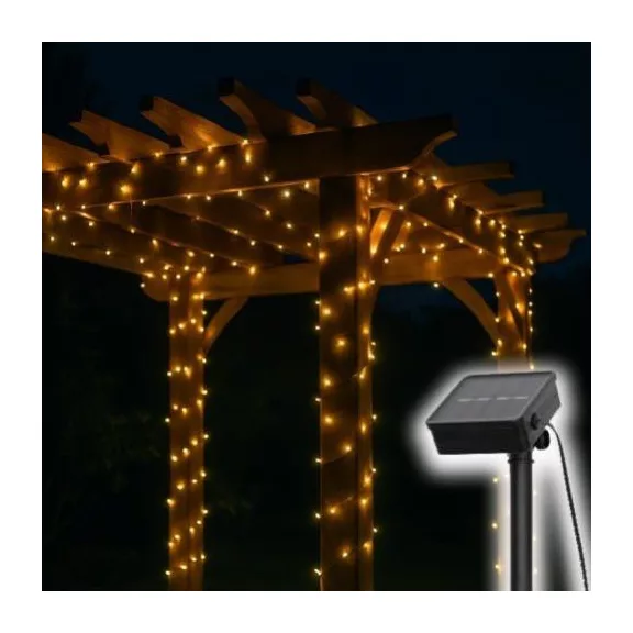 Home SLC200WW szolár fényfüzér, 200db melegfehér LED, 14m hosszúság, zöld vezeték, kültéri kivitel Home SLC200WW szolár fényfüzér, 200db melegfehér LED, 14m hosszúság, zöld vezeték, kültéri kivitel