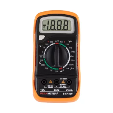   Home SMA 830 digitális multiméter, gyenfeszültség, váltófeszültség, egyenáram, ellenállás mérése, tartozékok: mérőzsinór