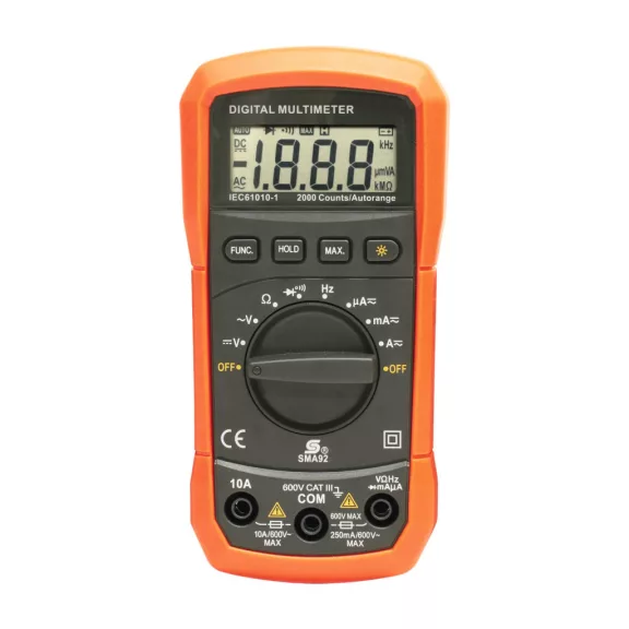 Home SMA 92 digitális multiméter, egyenfeszültség, váltófeszültség, egyenáram, váltóáram, ellenállás, frekvencia mérése, automatikus méréshatárváltás Home SMA 92 digitális multiméter, egyenfeszültség, váltófeszültség, egyenáram, váltóáram, ellenállás, frekvencia mérése, automatikus méréshatárváltás