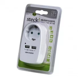 USB Hálózati elosztó, 1 földelt, STECK 2 USB - ST 1-2U