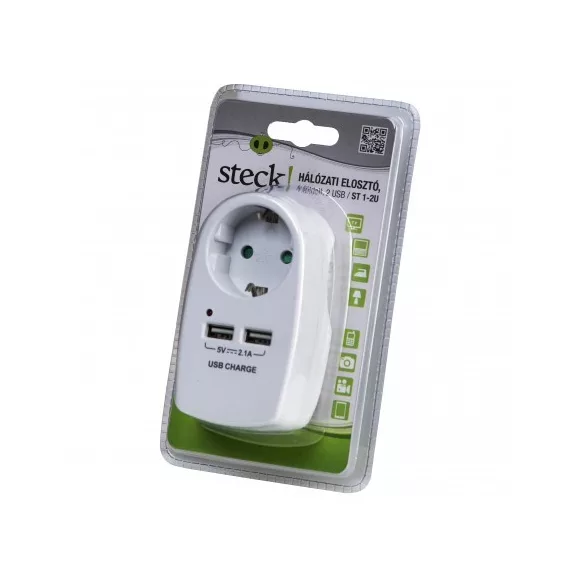 USB Hálózati elosztó, 1 földelt, STECK 2 USB - ST 1-2U USB Hálózati elosztó, 1 földelt, STECK 2 USB - ST 1-2U