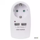 USB Hálózati elosztó, 1 földelt, STECK 2 USB - ST 1-2U