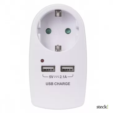 USB Hálózati elosztó, 1 földelt, STECK 2 USB - ST 1-2U