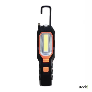   Újratölthető munkalámpa 1 W LED+5 W COB LED - piros vészjelző villogó fény -360°-ban elforgatható