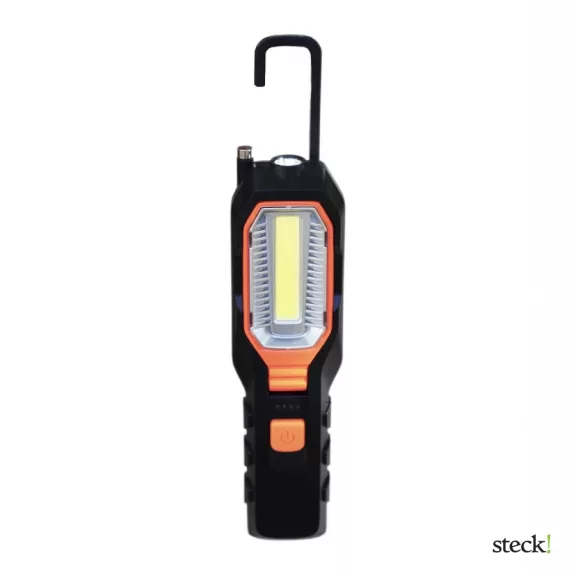 Újratölthető munkalámpa 1 W LED+5 W COB LED - piros vészjelző villogó fény -360°-ban elforgatható Újratölthető munkalámpa 1 W LED+5 W COB LED - piros vészjelző villogó fény -360°-ban elforgatható