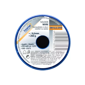   Home SW 0,5/250 forrasztóón, 0,5mm, 250g, európai gyártótól származó kiváló minőségű forrasztóón, összetétel: SN/PB: 60/40%, gyanta: 2,0%
