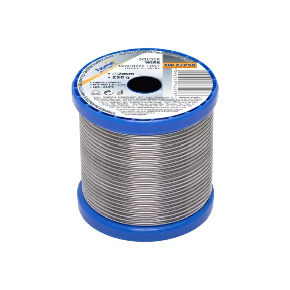 Home SW 2/250 forrasztóón, 2mm, 250g, európai gyártótól származó kiváló minőségű forrasztóón, összetétel: SN/PB: 60/40%, gyanta: 2,0% Home SW 2/250 forrasztóón, 2mm, 250g, európai gyártótól származó kiváló minőségű forrasztóón, összetétel: SN/PB: 60/40%, gyanta: 2,0%