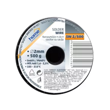   Home SW 2/500 forrasztóón, 2mm, 500g, európai gyártótól származó kiváló minőségű forrasztóón, összetétel: SN/PB: 60/40%, gyanta: 2,0%