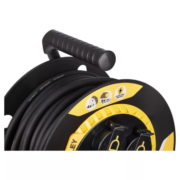 STANLEY kábeldob, max. 3000 W, IP44, H07RN-F 3G1,5 mm² 20m kábel, kül- és beltéri kivitel STANLEY kábeldob, max. 3000 W, IP44, H07RN-F 3G1,5 mm² 20m kábel, kül- és beltéri kivitel