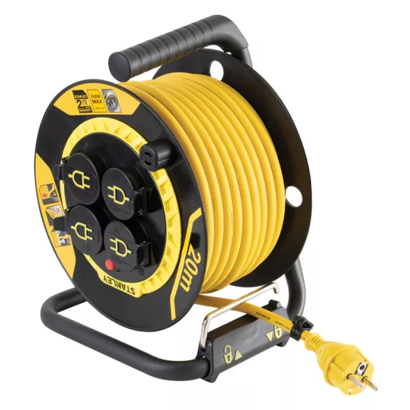 STANLEY SXECCL27ARE kültéri kábeldob, 20 m, IP44-es védelem, kábelvezető, masszív fém láb, H07RN-F 3G1,5 mm2 kábel, max. 3000 W STANLEY SXECCL27ARE kültéri kábeldob, 20 m, IP44-es védelem, kábelvezető, masszív fém láb, H07RN-F 3G1,5 mm2 kábel, max. 3000 W