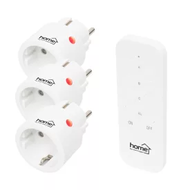   Home TH2313 távirányítható mini hálózati aljzat szett, 2300 W, 3 aljzat + 1 távirányító, 40m hatótáv