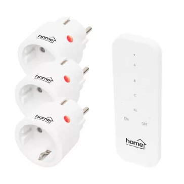   Home TH2313 távirányítható mini hálózati aljzat szett, 2300 W, 3 aljzat + 1 távirányító, 40m hatótáv