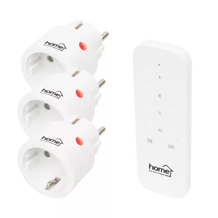 Home TH2313 távirányítható mini hálózati aljzat szett, 2300 W, 3 aljzat + 1 távirányító, 40m hatótáv