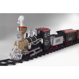   HOME TRN 01 elemes kisvasút, 1 mozdony és 3 vagon, vízgőzt képez, piros LED világítás, hanghatás, 47 cm-es pálya