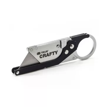   True Utility Crafty, TU590, fekete titániumbevonatú nyél, cserélhető penge, összecsukható