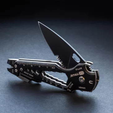   True Utility Smartknife+, TU6869, 15 in 1, mágneses bitfej tartó, kábelcsupaszoló, homokfúvott rozsdamentes acél, 5,5 cm penge