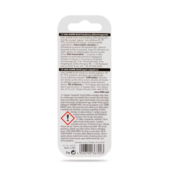 UHU Super Glue pillanatragasztó 3 g liquid