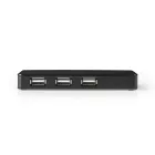 Nedis USB Hub - 7 Portos, USB 2.0 Ellátású, Külön Ellátás UHUBU2730BK