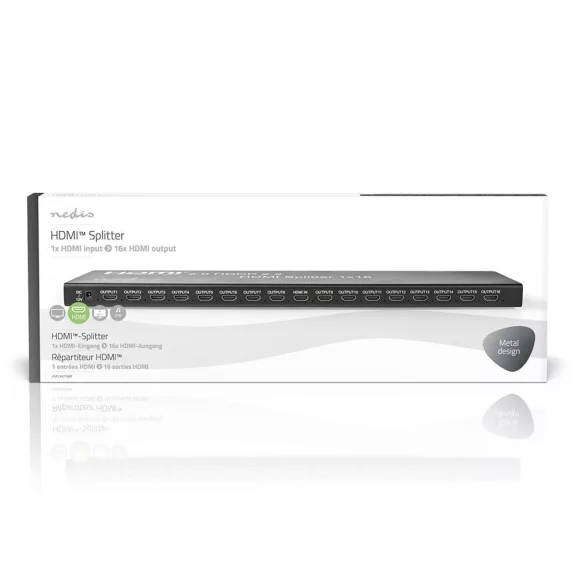 Nedis HDMI splitter, 1 x HDMI be - 16 x HDMI ki, 4K@60Hz, VSPL34716AT Nedis HDMI splitter, 1 x HDMI be - 16 x HDMI ki, 4K@60Hz, VSPL34716AT