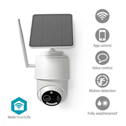 SmartLife kültéri kamera | Wi-Fi | Full HD 1080p | Dönthető billenthető | IP65 | Max. akku élettartam: 5 Hónap | Felhőalapú Tárolás (opcionális) / microSD (nem tartozék) | 5 V DC | Mozgásérzékelővel | Éjjellátó | Fehér
