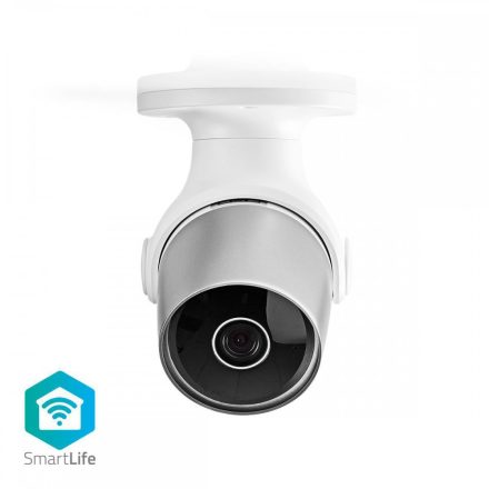 SmartLife kültéri kamera | Wi-Fi | HD 720p | IP65 | Belső 16GB | 12 V DC | Éjjellátó | Android™ / IOS | Ezüst / Fehér