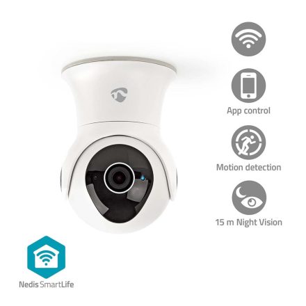 NEDIS kültéri kamera, Wi-Fi , Full HD 1080p, Pan tilt, IP65, Felhőtárhely (opcionális) / Belső 16 GB