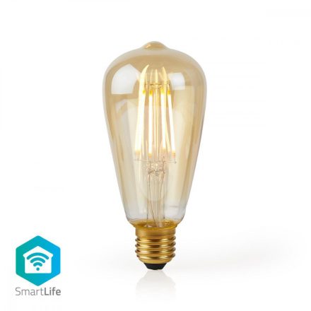 SmartLife LED izzó | Wi-Fi | E27 | 500 lm | 5 W | Meleg Fehér | 2200 K | Üveg | Android™ / IOS | ST64 | 1 db