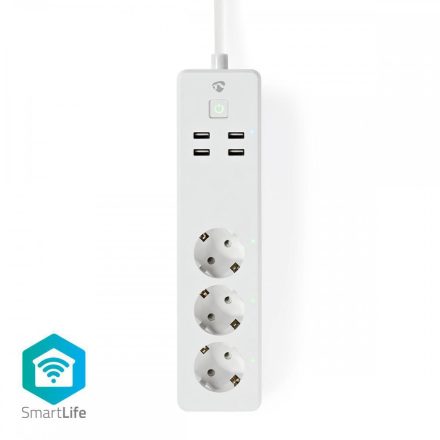 SmartLife elosztót | Wi-Fi | 3x Földelt csatlakozó (CEE 7/3) / 4 x USB | 16 A | 3680 W | Csatlakozó kábel hossza: 1.8 m | -10 - 40 °C | Android™ / IOS | Fehér