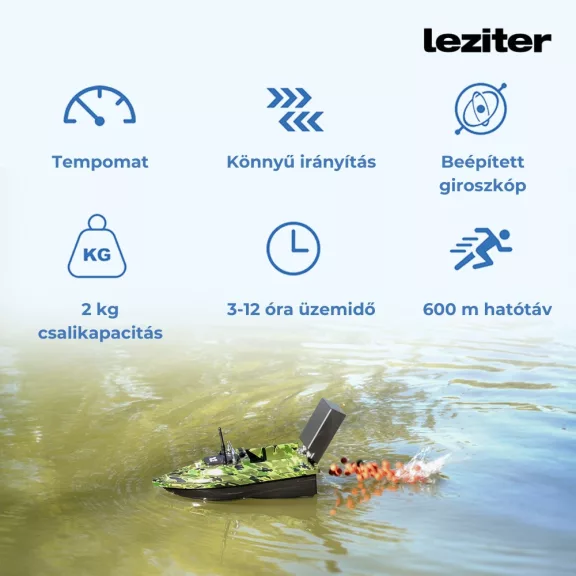 Etetőhajó X2 GPS hátrakidobós terepmintás zöld Etetőhajó X2 GPS hátrakidobós terepmintás zöld