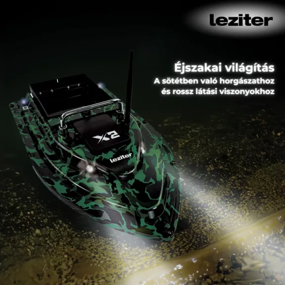 Etetőhajó X2 GPS hátrakidobós terepmintás zöld Etetőhajó X2 GPS hátrakidobós terepmintás zöld