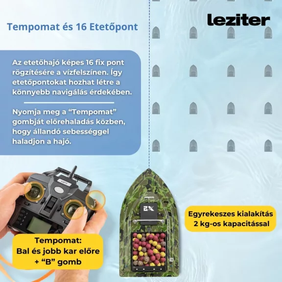 Etetőhajó X2 GPS hátrakidobós terepmintás zöld Etetőhajó X2 GPS hátrakidobós terepmintás zöld
