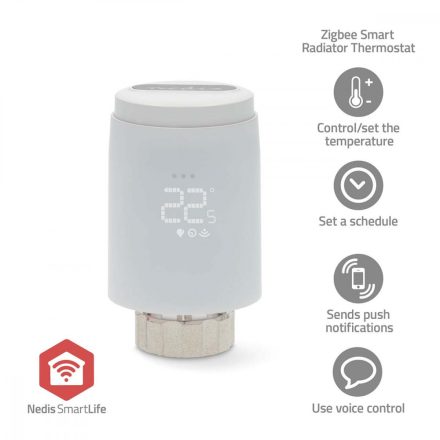 SmartLife Radiátor Vezérlés Zigbee 3.0 | Elemes Áramellátás | LED | Android™ / IOS
