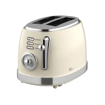   Zilan ZLN1191 retró kenyérpirító, 850 W, 6 fokozat, 2 szeletes, STOP funkció, morzsatálca, bézs
