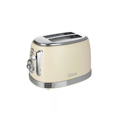   Zilan ZLN1191 retró kenyérpirító, 850 W, 6 fokozat, 2 szeletes, STOP funkció, morzsatálca, bézs