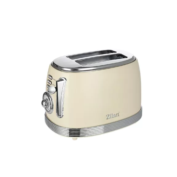 Zilan ZLN1191 retró kenyérpirító, 850 W, 6 fokozat, 2 szeletes, STOP funkció, morzsatálca, bézs