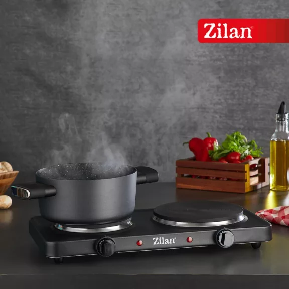 Zilan ZLN2181 elektromos főzőlap, 2500 W, 2 főzőlap, 2 db hőmérséklet szabályozó, fekete Zilan ZLN2181 elektromos főzőlap, 2500 W, 2 főzőlap, 2 db hőmérséklet szabályozó, fekete