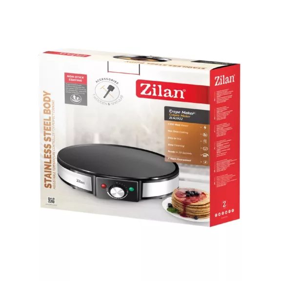 Zilan ZLN2922 elektromos palacsintasütő, 1200 W, 30 cm-es palacsinta, 10 másodperces sütés Zilan ZLN2922 elektromos palacsintasütő, 1200 W, 30 cm-es palacsinta, 10 másodperces sütés