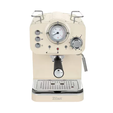   Zilan ZLN2992 retró eszpresszó kávéfőző, 1100 W, 15 bar, 1,25 liter kapacitás, tejhabosító, bézs