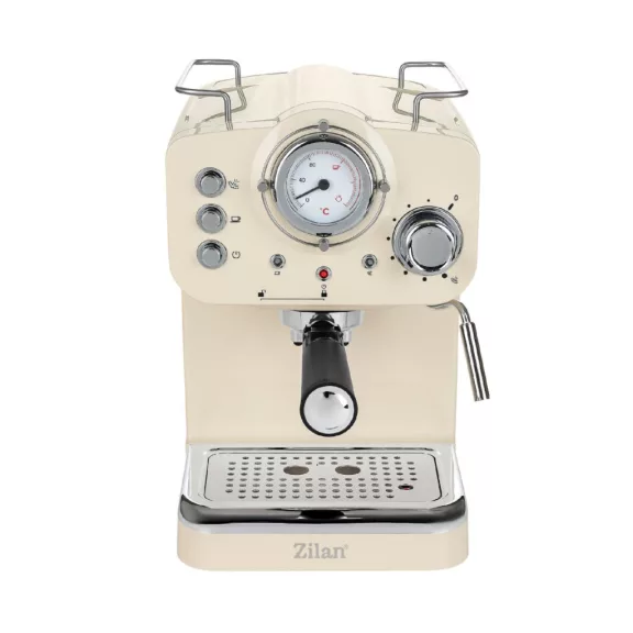 Zilan ZLN2992 retró eszpresszó kávéfőző, 1100 W, 15 bar, 1,25 liter kapacitás, tejhabosító, bézs