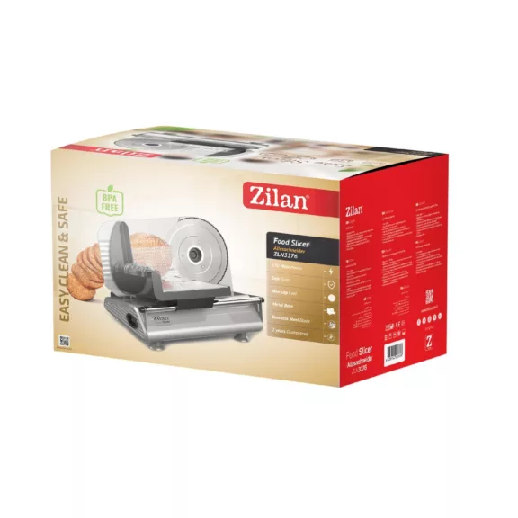 Zilan ZLN3376 szeletelőgép, 150 W, 190 mm-es forgókés, állítható szeletelési vastagság, biztonságos kivitel Zilan ZLN3376 szeletelőgép, 150 W, 190 mm-es forgókés, állítható szeletelési vastagság, biztonságos kivitel