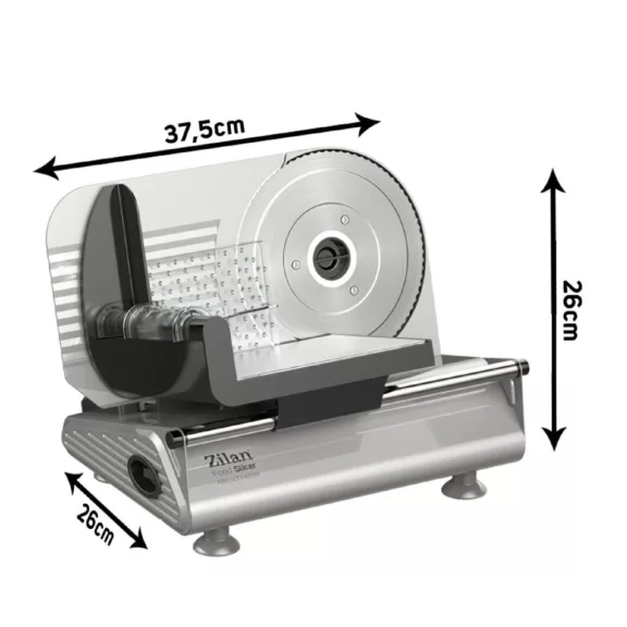 Zilan ZLN3376 szeletelőgép, 150 W, 190 mm-es forgókés, állítható szeletelési vastagság, biztonságos kivitel Zilan ZLN3376 szeletelőgép, 150 W, 190 mm-es forgókés, állítható szeletelési vastagság, biztonságos kivitel