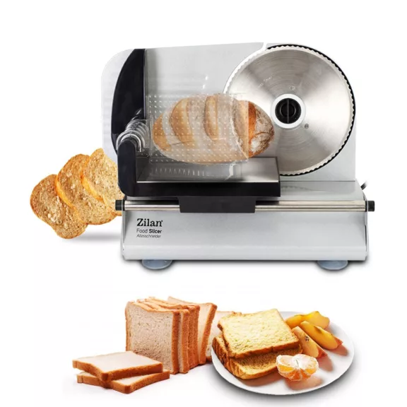 Zilan ZLN3376 szeletelőgép, 150 W, 190 mm-es forgókés, állítható szeletelési vastagság, biztonságos kivitel Zilan ZLN3376 szeletelőgép, 150 W, 190 mm-es forgókés, állítható szeletelési vastagság, biztonságos kivitel
