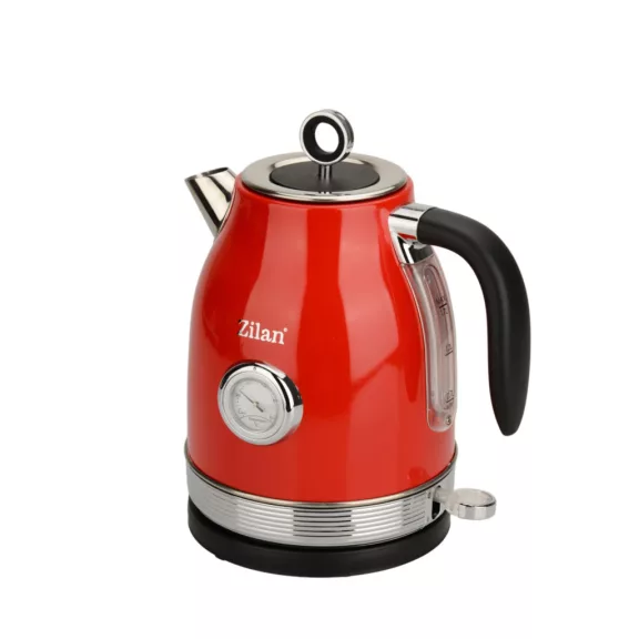 Zilan ZLN7033 retró vízforraló, 2200 W, 1,7 liter, hőmérsékletkijelzés, 360°-ban forgatható, piros Zilan ZLN7033 retró vízforraló, 2200 W, 1,7 liter, hőmérsékletkijelzés, 360°-ban forgatható, piros
