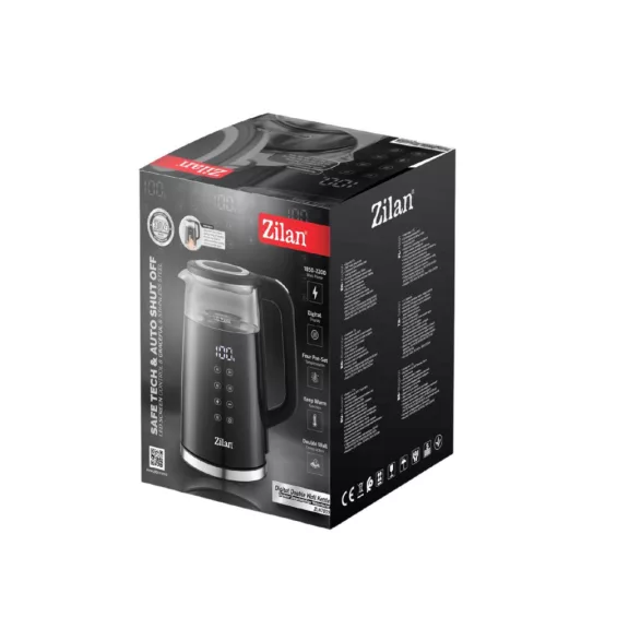 Zilan ZLN7859 vízforraló, max. 2200 W, 1,5 literes, rejtett fűtőszál, digitális kijelző